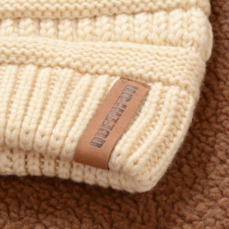 QUEENFUR Women Knit Slouchy Beanie Chunky Baggy Hat with Faux Fur Pompom Winter Soft Warm Ski Cap - Image 5